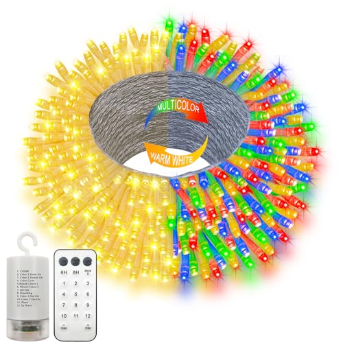 20 m lange farbwechselnde Lichterkette mit Fernbedienung, batteriebetrieben, 200 LEDs, Timer, wasserdicht, Weihnachtsbeleuchtung für den Außenbereich, Garten, Party, Weihnachtsbäume, Schlafzimmer 20 m lange farbwechselnde Lichterkette mit Fernbedienung, batteriebetrieben, 200 LEDs, Timer, wasserdicht, Weihnachtsbeleuchtung für den Außenbereich, Garten, Party, Weihnachtsbäume, Schlafzimmer von echosari