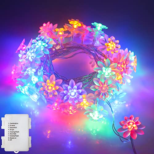 LED-Lichterkette, 4 m, 40 LEDs, Lotusblüte, für Weihnachten, Party, Hochzeit, Innenbereich, Gartendekoration (mehrfarbig) von echosari