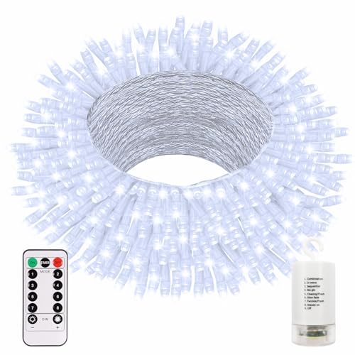 echosari 20 m batteriebetriebene Lichterkette mit Fernbedienung, 200 LED-Lichterkette, Timer, wasserdicht für den Außenbereich, Haus, Garten, Party, Weihnachtsbäume, Schlafzimmer von echosari