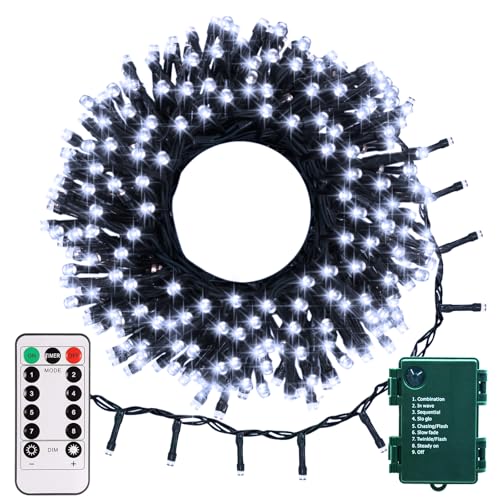 echosari Lichterkette, batteriebetrieben, 10 m, 100 LEDs, grüne Draht-Lichterkette mit Fernbedienung, dimmbar, Timer, 8 Modi, Weihnachtsbeleuchtung für Hochzeit, Baumkranz, Party, Gartendekoration echosari Lichterkette, batteriebetrieben, 10 m, 100 LEDs, grüne Draht-Lichterkette mit Fernbedienung, dimmbar, Timer, 8 Modi, Weihnachtsbeleuchtung für Hochzeit, Baumkranz, Party, Gartendekoration von echosari