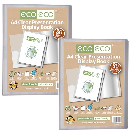 eco-eco Präsentationsbuch, A4-Format, 50% recycelt, 80 Hüllen, transparent, Präsentationsmappe, Portfolio, Kunstordner mit Kunststoffhüllen, 2 Stück, eco151 x 2 eco-eco Präsentationsbuch, A4-Format, 50% recycelt, 80 Hüllen, transparent, Präsentationsmappe, Portfolio, Kunstordner mit Kunststoffhüllen, 2 Stück, eco151 x 2 von eco-eco