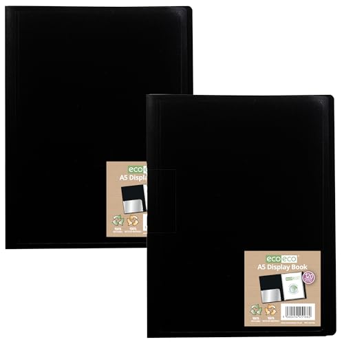 eco-eco 100% recycelte A5-Mappe, 120 Taschen, flexibler Einband, Schwarz, 2 Stück, eco166 x 2 eco-eco 100% recycelte A5-Mappe, 120 Taschen, flexibler Einband, Schwarz, 2 Stück, eco166 x 2 von eco-eco