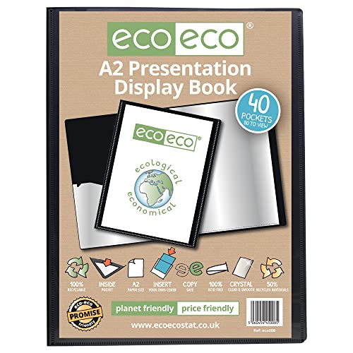 eco-eco A2 50% Recycelt 40 Taschen-Schwarz-Farbe Päsentationsdisplay Buch, eco008, schwarz - schwarz von eco-eco