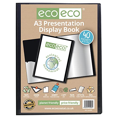 eco-eco A3 50% Recycelt 40 Taschen-Schwarz-Farbe Päsentationsdisplay Buch von eco-eco