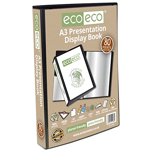 eco-eco A3 50% Recycelt 80 Taschen-Schwarz-Farbe Päsentationsdisplay Buch von eco-eco