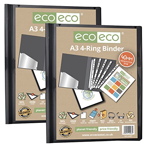 eco-eco A3 95% recyceltes 4D-Hochformat Ringbuch Aktenordner schwarz Artwork Portfolio 2 Stück Ordner eco087x2 eco-eco A3 95% recyceltes 4D-Hochformat Ringbuch Aktenordner schwarz Artwork Portfolio 2 Stück Ordner eco087x2 von eco-eco