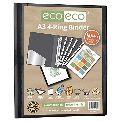 eco-eco A3 95% recyceltes 4D-Ringbuch im Hochformat, Ordner für Kunstwerke, eco087 von eco-eco