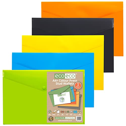 eco-eco A4+ 50% Recycelt Press Stud Wallets (Packung mit 5) von eco-eco