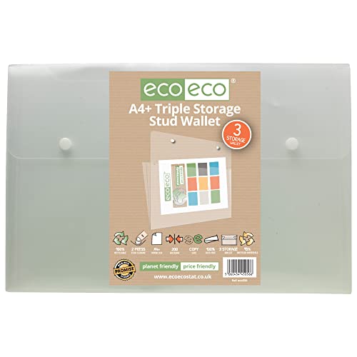 eco-eco A4+ 95% Recycelt Klar Transparente Triple-Speicher Stud Wallet von eco-eco