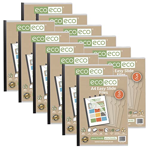 eco-eco A4 50% recycelter Beutel, 60 Stück, einfach zu schieben, Clip-Bar, Projekt-Berichts-Ordner, eco051 x 12 Schwarz von eco-eco