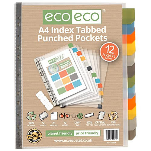 eco-eco A4 95% Recycelt Set 12 Index Tabbed Premier Multi Prospekthüllen eco-eco A4 95% Recycelt Set 12 Index Tabbed Premier Multi Prospekthüllen von eco-eco