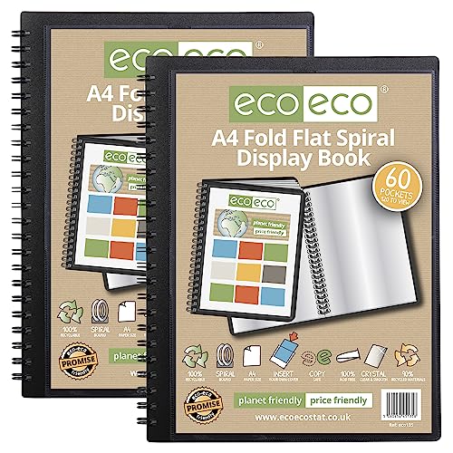 eco-eco A4 Sichtbuch, 50% recycelt, 60 Fächer, gefaltet, flach, Spiralbindung, 2 Stück, eco135 x 2 eco-eco A4 Sichtbuch, 50% recycelt, 60 Fächer, gefaltet, flach, Spiralbindung, 2 Stück, eco135 x 2 von eco-eco