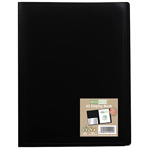 eco-eco A5 100% Recycelt 20 Taschen-Schwarz-Farbe Flexicover Anzeigen Buch von eco-eco