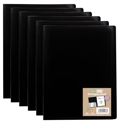 eco-eco A5 100% recycelte 120 Taschen, schwarz, flexibler Einband, Portfolio, Buchordner, Präsentationsbuch, 6 Stück, eco166 x 6 eco-eco A5 100% recycelte 120 Taschen, schwarz, flexibler Einband, Portfolio, Buchordner, Präsentationsbuch, 6 Stück, eco166 x 6 von eco-eco