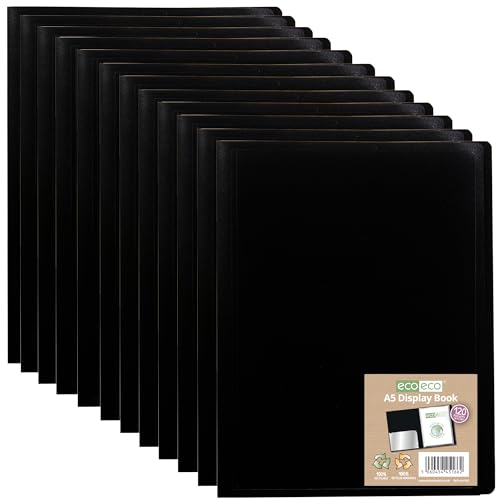 eco-eco A5 100% recyceltes 120 Pocket Black Flexible Cover Portfolio Book Folder Display Book, 12 Stück, eco166x12 eco-eco A5 100% recyceltes 120 Pocket Black Flexible Cover Portfolio Book Folder Display Book, 12 Stück, eco166x12 von eco-eco