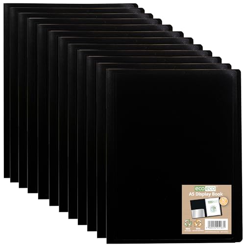 eco-eco A5 100% recyceltes Portfolio, 60 Taschen, schwarz, flexibler Einband, Portfolio, Buchordner, Sichtbuch, 12 Stück, eco163 x 12 eco-eco A5 100% recyceltes Portfolio, 60 Taschen, schwarz, flexibler Einband, Portfolio, Buchordner, Sichtbuch, 12 Stück, eco163 x 12 von eco-eco
