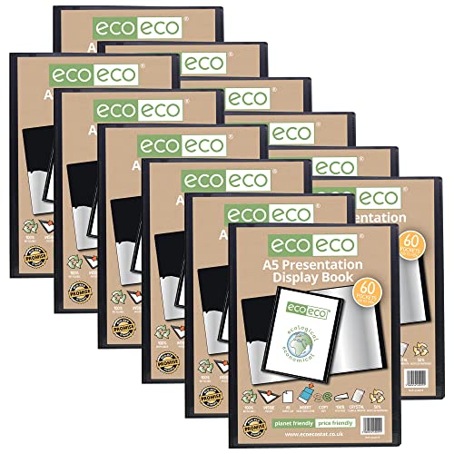 eco-eco A5 50% Recycelt 60 Taschen-Schwarz-Farbe Päsentationsdisplay Book (Packung mit 12) von eco-eco