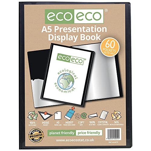 eco-eco A5 50% Recycelt 60 Taschen-Schwarz-Farbe Päsentationsdisplay Buch von eco-eco