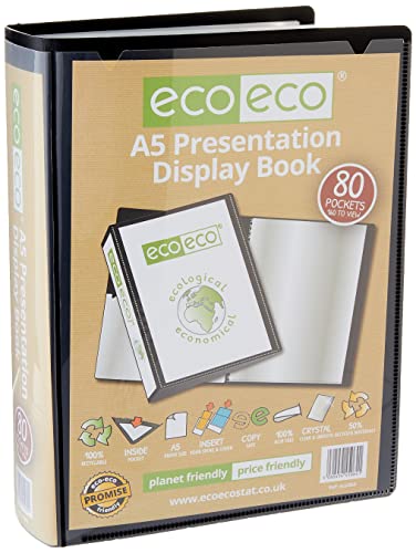 eco-eco A5 50% Recycelt 80 Taschen-Schwarz-Farbe Päsentationsdisplay Buch von eco-eco