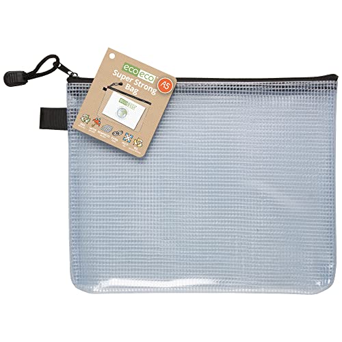 eco-eco A5 95% Recycelt Super Klar Transparentee Starke Tasche mit Schwarzem Reißverschluss von eco-eco