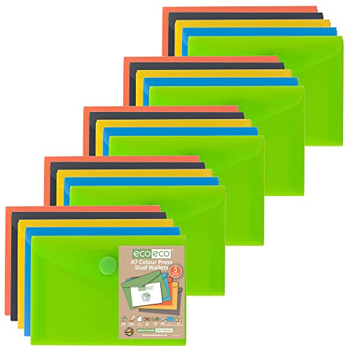eco-eco A7 50% Recycelt Verschiedene Farben Press Stud Wallets (Packung mit 25) von eco-eco