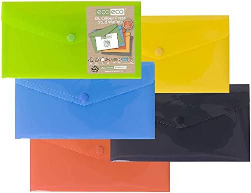eco-eco DL 50% Recycelt Verschiedene Farben Press Stud Wallets (Packung mit 25) von eco-eco
