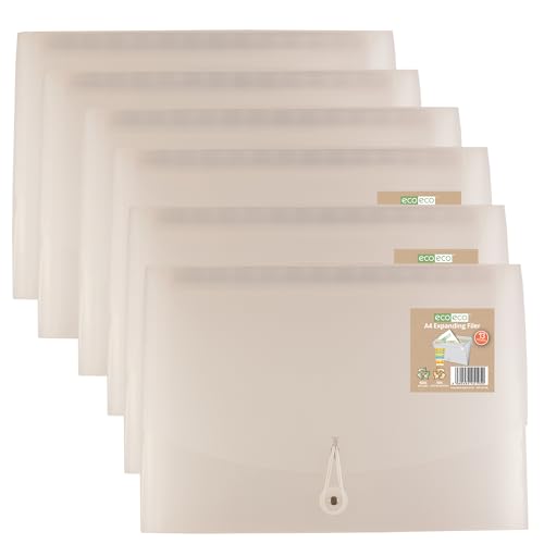 eco-eco Dokumentenmappe, A4, 50% recycelt, 13 transparente Fächer, transparenter Einband, Dokumentenmappe, bedruckte Registerkarten, 6 Stück, eco195 x 6 eco-eco Dokumentenmappe, A4, 50% recycelt, 13 transparente Fächer, transparenter Einband, Dokumentenmappe, bedruckte Registerkarten, 6 Stück, eco195 x 6 von eco-eco