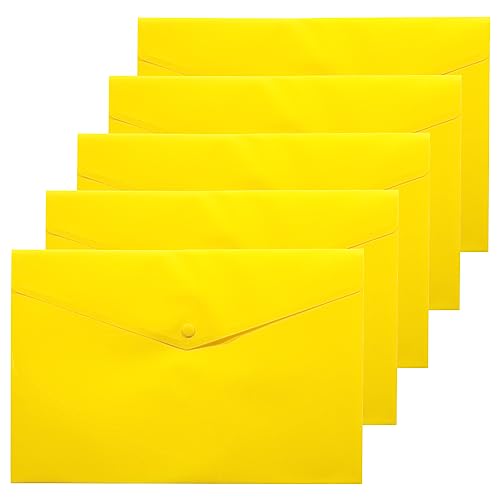 eco-eco A4+ 50% recycelte transparente Druckknopf-Dokumententasche aus Kunststoff (5 Stück), gelb, eco035YELLOW eco-eco A4+ 50% recycelte transparente Druckknopf-Dokumententasche aus Kunststoff (5 Stück), gelb, eco035YELLOW von eco-eco