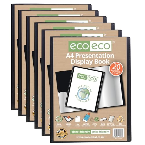 eco-eco Eco003 x 6 Präsentationsmappe, A4-Format, 50% recycelt, 20 Taschen, Schwarz, Präsentationsmappe mit Kunststoffhüllen, 6 Stück eco-eco Eco003 x 6 Präsentationsmappe, A4-Format, 50% recycelt, 20 Taschen, Schwarz, Präsentationsmappe mit Kunststoffhüllen, 6 Stück von eco-eco