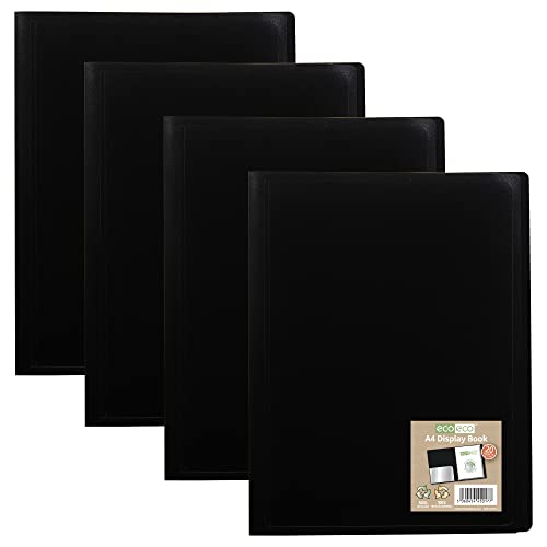 eco-eco eco017x4 Portfolio-Buch, A4, 100% recycelt, 20 Fächer, schwarz, flexibler Einband von eco-eco