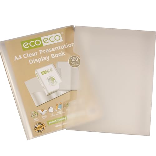 eco-eco Eco152 Präsentationsbuch, A4-Format, 50% recycelt, 100 Hüllen, transparent, Präsentationsmappe, Portfolio, Kunstmappe mit Kunststoffhüllen und transparenter Sichtbox eco-eco Eco152 Präsentationsbuch, A4-Format, 50% recycelt, 100 Hüllen, transparent, Präsentationsmappe, Portfolio, Kunstmappe mit Kunststoffhüllen und transparenter Sichtbox von eco-eco