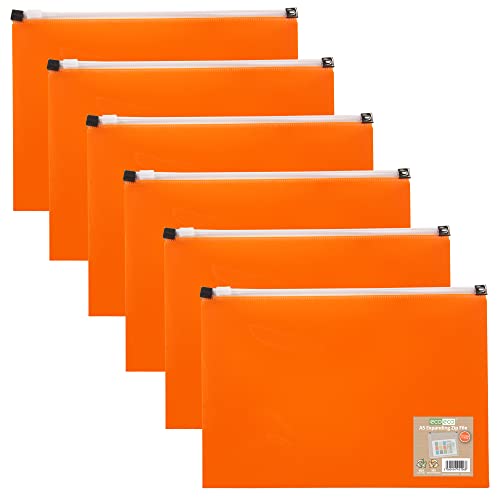 eco-eco Fächermappe mit Reißverschluss, A5, 50% recycelt, Orange, 6 Stück, eco106 x 6 Orange von eco-eco