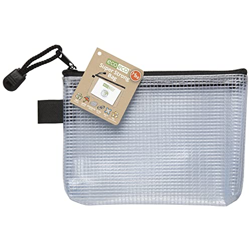 eco-eco Mini 95% Recycelt Super Klar Transparentee Starke Tasche mit Schwarzem Reißverschluss von eco-eco