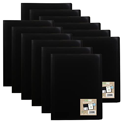 eco-eco Portfolio/Buchmappe mit 60 Taschen, A4, 100% recycelt, Schwarz, 12 Stück von eco-eco
