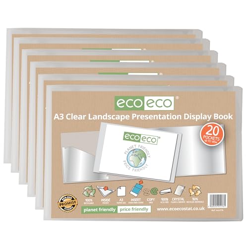eco-eco Präsentationsbuch, A3, 50% recycelt, 20 Hüllen, transparent, Querformat, Aufbewahrungsetui, Kunstmappe mit Kunststoffhüllen, 6 Stück, eco176 x 6 eco-eco Präsentationsbuch, A3, 50% recycelt, 20 Hüllen, transparent, Querformat, Aufbewahrungsetui, Kunstmappe mit Kunststoffhüllen, 6 Stück, eco176 x 6 von eco-eco