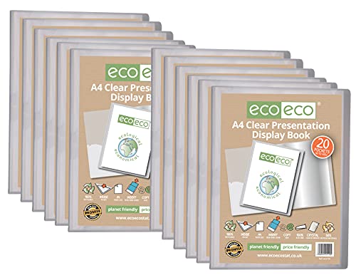 eco-eco Präsentationsbuch, A4, 50% recycelt, 20 Taschen, transparent, Aufbewahrungsbox, Portfolio, Kunstmappe, mit Kunststoffhüllen, 12 Stück, eco110 x 12 eco-eco Präsentationsbuch, A4, 50% recycelt, 20 Taschen, transparent, Aufbewahrungsbox, Portfolio, Kunstmappe, mit Kunststoffhüllen, 12 Stück, eco110 x 12 von eco-eco