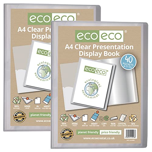 eco-eco Präsentationsbuch, A4, 50% recycelt, 40 Taschen, transparent, Aufbewahrungsbox, Portfolio, Kunstmappe, mit Kunststoffhüllen, 2 Stück, eco098x2 eco-eco Präsentationsbuch, A4, 50% recycelt, 40 Taschen, transparent, Aufbewahrungsbox, Portfolio, Kunstmappe, mit Kunststoffhüllen, 2 Stück, eco098x2 von eco-eco