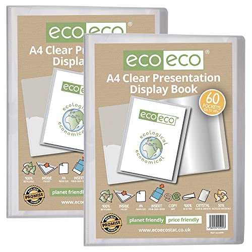 eco-eco Präsentationsbuch, A4, 50% recycelt, 60 Taschen, transparent, Aufbewahrungsbox, Portfolio, Kunstmappe, mit Kunststoffhüllen, 2 Stück, eco099x2 eco-eco Präsentationsbuch, A4, 50% recycelt, 60 Taschen, transparent, Aufbewahrungsbox, Portfolio, Kunstmappe, mit Kunststoffhüllen, 2 Stück, eco099x2 von eco-eco