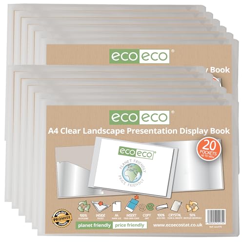 eco-eco Präsentationsmappe, A4, 50% recycelt, 20 Hüllen, transparent, Querformat, Aufbewahrungsetui, Kunstmappe mit Kunststoffhüllen, 12 Stück, eco175 x 12 eco-eco Präsentationsmappe, A4, 50% recycelt, 20 Hüllen, transparent, Querformat, Aufbewahrungsetui, Kunstmappe mit Kunststoffhüllen, 12 Stück, eco175 x 12 von eco-eco