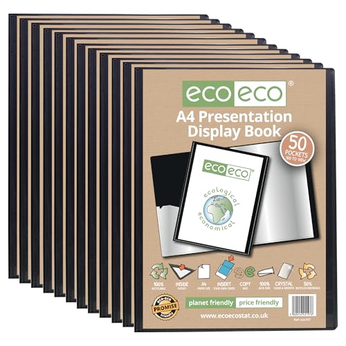 eco-eco Präsentationsmappe, A4-Format, 50% recycelt, 50 Hüllen, schwarz, Präsentationsmappe mit Kunststoffhüllen, 12 Stück, eco197 x 12 eco-eco Präsentationsmappe, A4-Format, 50% recycelt, 50 Hüllen, schwarz, Präsentationsmappe mit Kunststoffhüllen, 12 Stück, eco197 x 12 von eco-eco