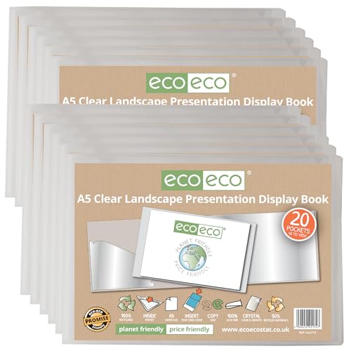 eco-eco Präsentationsmappe, A5, 50% recycelt, 20 Hüllen, transparent, Querformat, Aufbewahrungsetui, Kunstmappe mit Kunststoffhüllen, 12 Stück, eco174 x 12 eco-eco Präsentationsmappe, A5, 50% recycelt, 20 Hüllen, transparent, Querformat, Aufbewahrungsetui, Kunstmappe mit Kunststoffhüllen, 12 Stück, eco174 x 12 von eco-eco