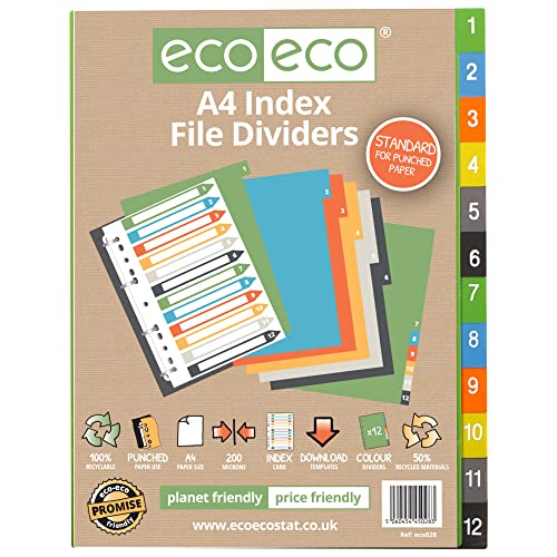 eco-eco Registerblätter, A4, 50% recycelt, 12 Stück von eco-eco