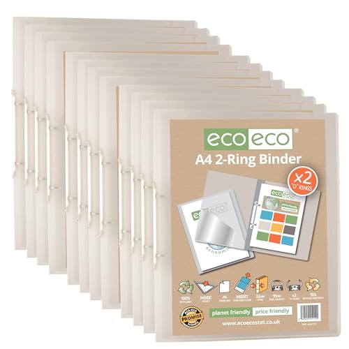 eco-eco Ringbuch, A4, 95% recycelt, 22 mm Rücken, 2-Ringbuch, transparent, 12 Stück, eco112 x 12 von eco-eco