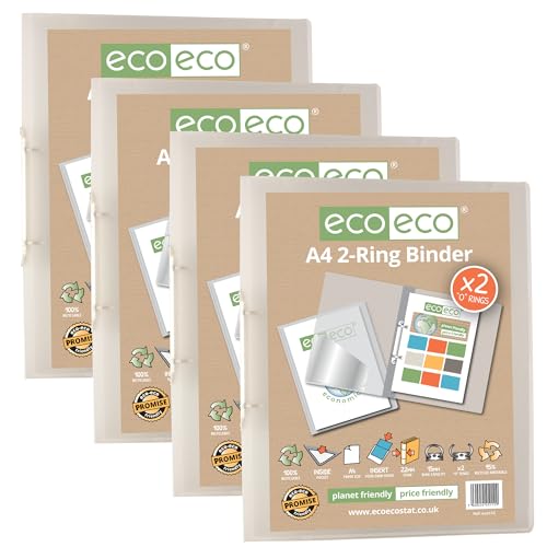 eco-eco Ringbuch, A4, 95% recycelt, 22 mm Rücken, 2-Ringbuch, transparent, 4 Stück, eco112 x 4 eco-eco Ringbuch, A4, 95% recycelt, 22 mm Rücken, 2-Ringbuch, transparent, 4 Stück, eco112 x 4 von eco-eco