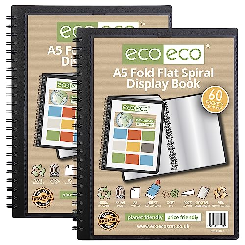eco-eco Sichtbuch, A5, 50% recycelt, 60 Fächer, flach, Spiralbindung, 2 Stück, eco138 x 2 von eco-eco