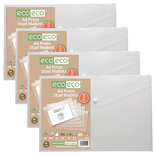 eco-eco Sichthülle aus Kunststoff, A4, 50% recycelt, transparent, 310 x 238 mm, 200 mic, eco111 x 4 eco-eco Sichthülle aus Kunststoff, A4, 50% recycelt, transparent, 310 x 238 mm, 200 mic, eco111 x 4 von eco-eco