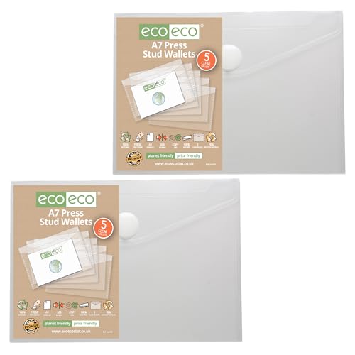 eco-eco Sichthülle mit Druckknopf, A7, 95% recycelt, transparent, Kunststoff, 10 Stück, eco154x2 eco-eco Sichthülle mit Druckknopf, A7, 95% recycelt, transparent, Kunststoff, 10 Stück, eco154x2 von eco-eco