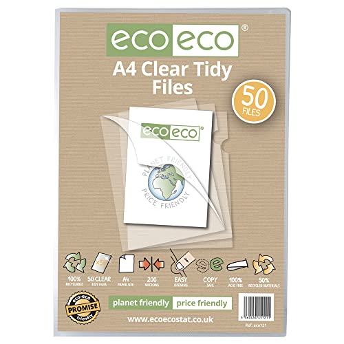 eco-eco Stationery eco121 Dokumententasche aus 50% recyceltem Material, 200 Mikron, oben und seitlich offen, durchsichtig, 50 Stück eco-eco Stationery eco121 Dokumententasche aus 50% recyceltem Material, 200 Mikron, oben und seitlich offen, durchsichtig, 50 Stück von eco-eco