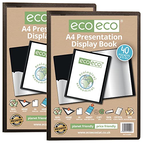 eco-eco eco004x2 Präsentationsmappe, A4-Format, 50% recycelt, 40 Hüllen, Schwarz, Präsentationsmappe mit Kunststoffhüllen, 2 Stück eco-eco eco004x2 Präsentationsmappe, A4-Format, 50% recycelt, 40 Hüllen, Schwarz, Präsentationsmappe mit Kunststoffhüllen, 2 Stück von eco-eco