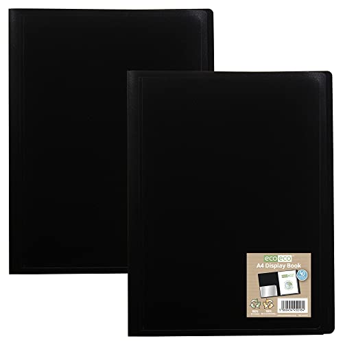 eco-eco eco018x2, A4, 100% recycelt, mit 40 Taschen, Schwarz von eco-eco